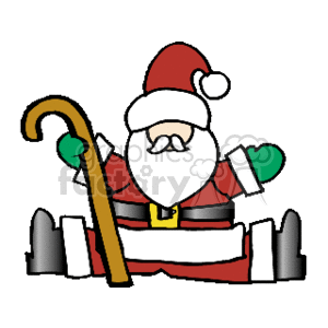 santa1_w_staff clipart. Commercial use image # 144062
