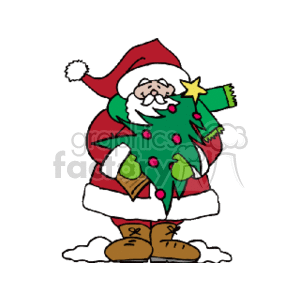 standing_santa_w_tree clipart. Commercial use image # 144082