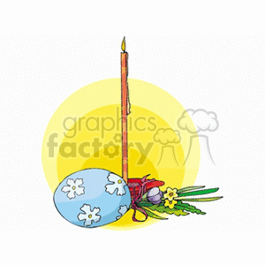 Candle with Easter eggs with flowers clipart. Commercial use image # 144292