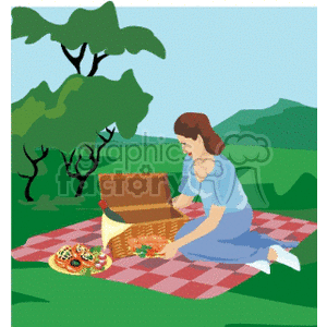 Women with a picnic basket clipart. Royalty-free image # 144442