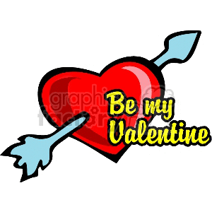 A Red Heart with a Blue Arrow Through it saying Be my Valentine clipart. Royalty-free image # 145747