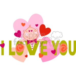 A Happy Man with Colorful Hearts and A Saying I Love You clipart.