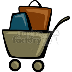 Cart filled suitcases clipart.
