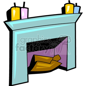 mantle candle candles fireplace fireplaces  BHI0113.gif Clip Art Household Interior 
