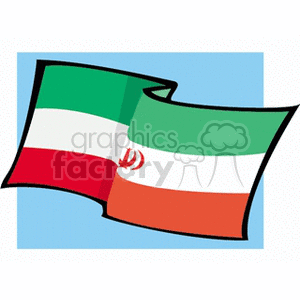  iran flag with blue square background clipart. Royalty-free image # 148647