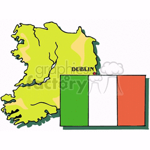 Ireland flag with Dublin clipart.