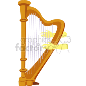 cartoon musical harp clipart. Commercial use icon # 150059
