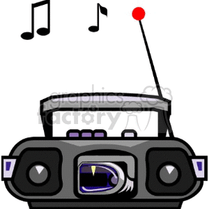 cartoon radio playing music clipart. Commercial use image # 150063
