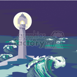   storm storms stormy weather lighthouse lighthouses  seastorm_lighthouse_night00.gif Clip Art Nature hurricane hurricanes wave waves night