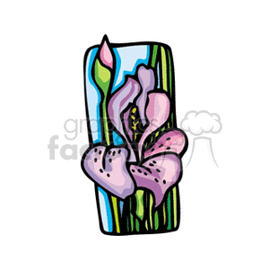 Purple and pink iris with bud clipart. Royalty-free image # 151260