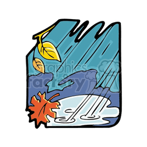 Rain puddle with leafs falling clipart. Royalty-free icon # 152498