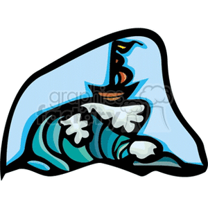 boat on top of huge wave clipart.