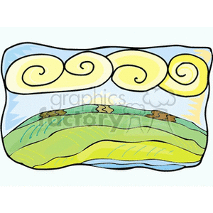 Clouds over rolling pasture clipart. Royalty-free image # 152670