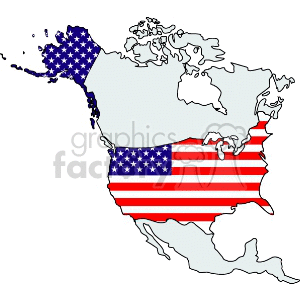 North America with American Flag accents clipart. Commercial use image # 153572