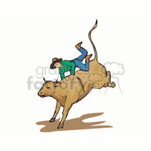 cowboy riding a bull clipart. Royalty-free image # 154038
