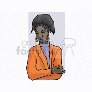A Young Girl Folding her arms Thinking clipart. Commercial use image # 154350