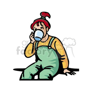 A Girl Taking a Break Drinking a Drink clipart. Commercial use image # 154404