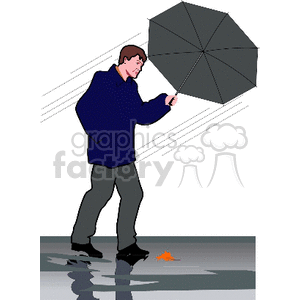 man holding an umbrella clipart.