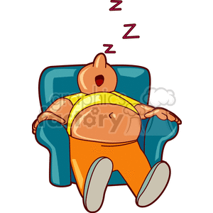 clipart - guy snoring couch potato.