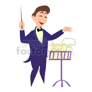 A Cunductor Starting the Orchestra clipart. Royalty-free image # 155493