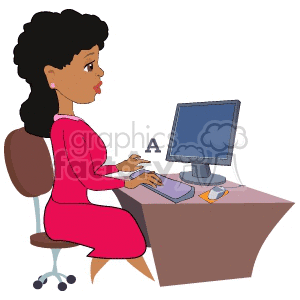 A Secretary typing on the Computer clipart.