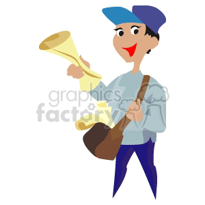 Person Delivering Newspapers Wearing a Satchel clipart.