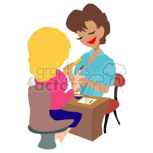 A Nail Technition Filing a Clients Nails clipart. Royalty-free image # 155509