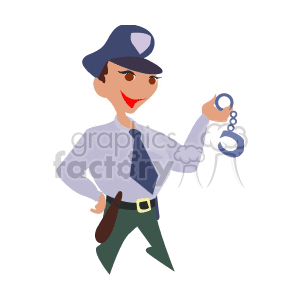 A Police Officer Wearing a Gun and Holding the Handcuffs out
