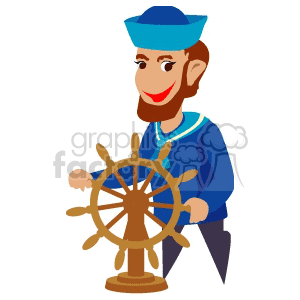 A Captain Manning his Ship clipart.