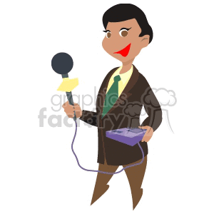  people working host reporter sing singer singing mic microphone news newscaster  1004occupation120 Clip Art People public