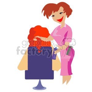 A Hairdresser Coloring her Clients Hair clipart.
