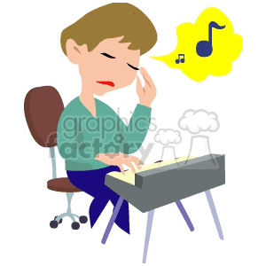 A Musician Thinking about the Notes That will be Played next clipart. Royalty-free image # 155535
