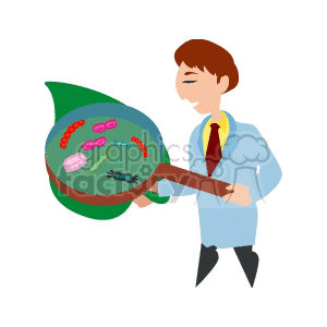 A Man Studying some Bacteria with a Magnifying Glass clipart.