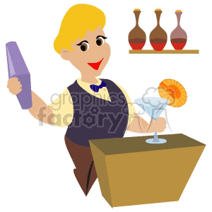 A Happy Bartender Serving a Drink  clipart. Commercial use image # 155553