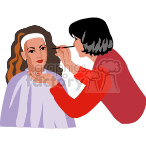 A Makeup Artist Puting on Makeup for her Client clipart.