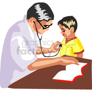 doctor listening to a child's heart clipart. Royalty-free image # 155613