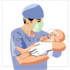 Doctor Holding a New Born Baby clipart. Royalty-free image # 155617