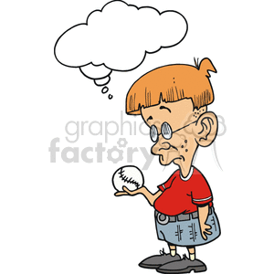 cartoon child holding a baseball clipart. Commercial use image # 155668