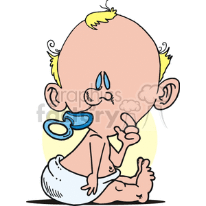 Diapered Baby Sucking on Its Pacifier clipart.