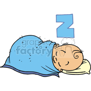 Little Baby Sleeping on a Little Pillow and a Blue Blanket clipart. Royalty-free image # 156387