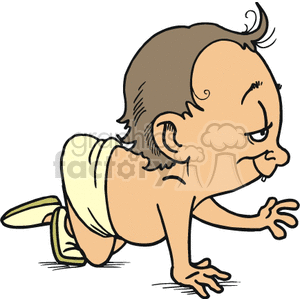 A Baby Boy Crawling wearing a Yellow Diaper clipart. Royalty-free image # 156389
