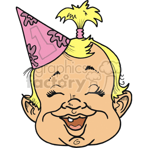 A Happy One Toothed Birthday Girl on her First Birthday clipart. Commercial use image # 156399