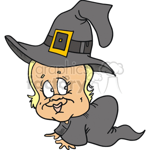 A Baby Dressed as a Witch Crawling clipart. Royalty-free image # 156411