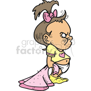 Little Baby Girl Holding her Pink Blanker So Mad clipart. Commercial use image # 156419