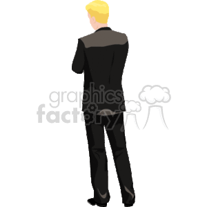 A Man Facing Backwards in a Black Suit clipart. Royalty-free image # 156555