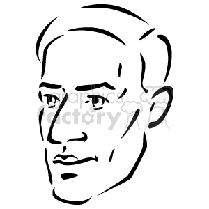 The clipart image shows a simple line drawing of a man's face. It features the outline of the head, eyes, nose, mouth, and ears—all portrayed with minimalist black lines on a transparent background.