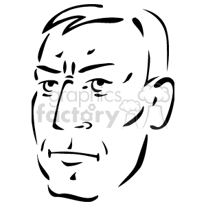 The image appears to be a simple line art drawing of a human face. It features minimal detail, showing the outline of the face, eyes, nose, lips, ears, and hairline with single continuous lines. It's a stylized representation rather than a detailed portrait.