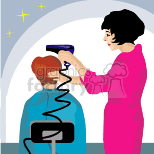   barber barbers hair cut cutting trim trimming lady women people blow dryer  hairdressing_salon_hairdrye.gif Clip Art People Hair Stylist 