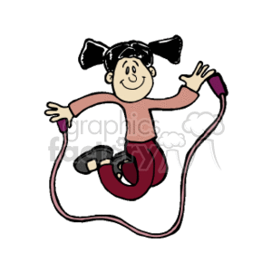Girl jumping rope clipart. Commercial use image # 158598