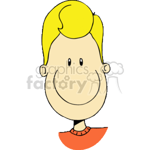 Blonde haired smiling boy in an orange shirt clipart. Royalty-free image # 158767